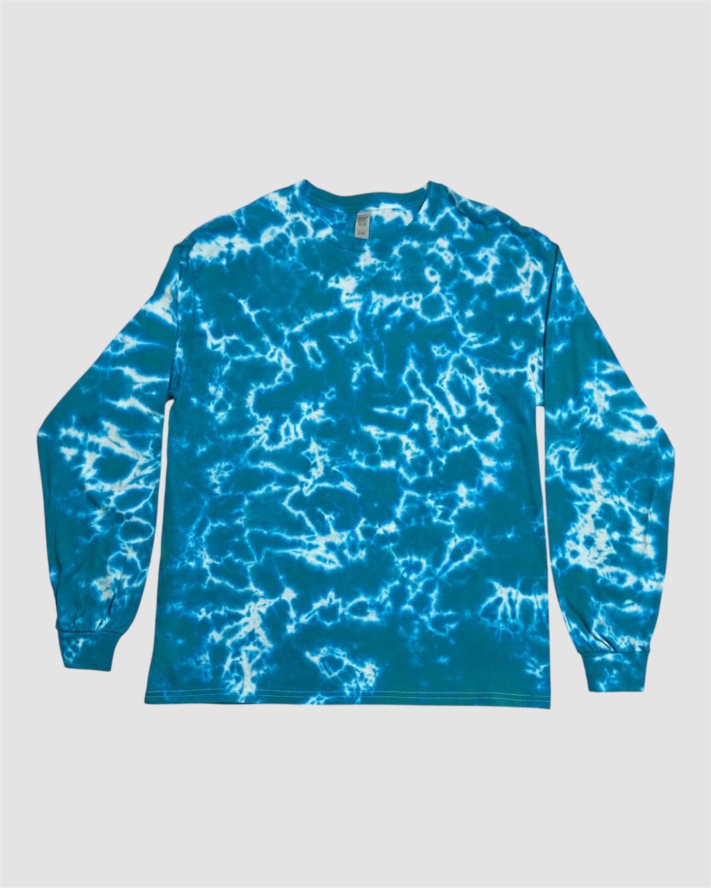 Blue Green and White Tie-Dye Long Sleeve Tee