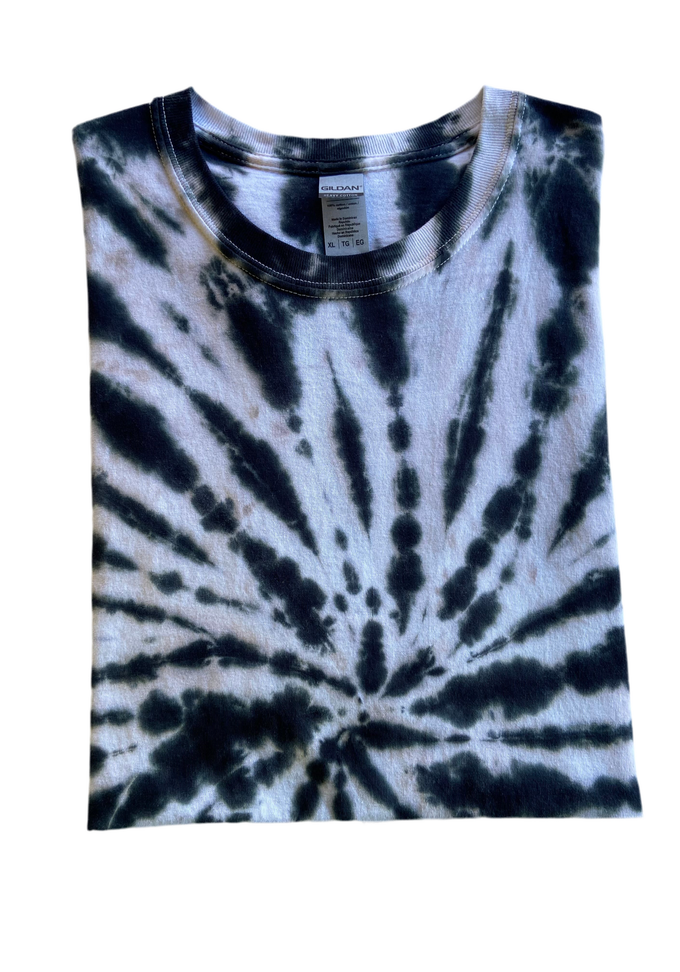 Black and White Spiral Tie-Dye Short Sleeve Tshirt