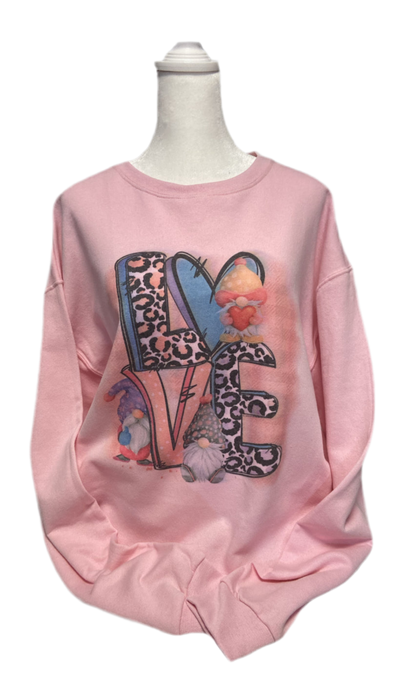 Pink LOVE Gnomes Sweatshirt